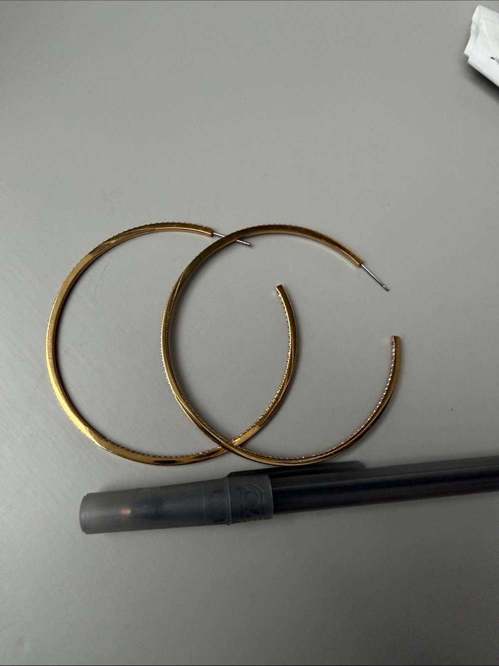 Gold Hoop Earrings - Classic Large Gold Hoops - Picture 2 of 6